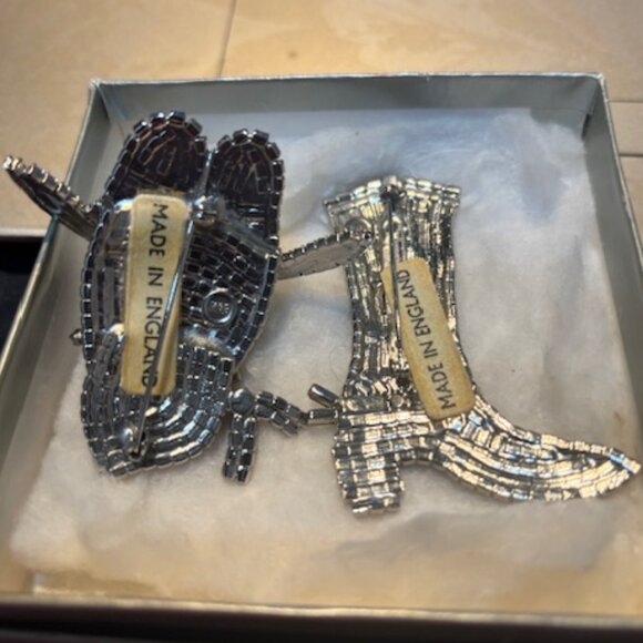 Butler Wilson Rhinestone Cowboy and Boot pins - Picture 2 of 4